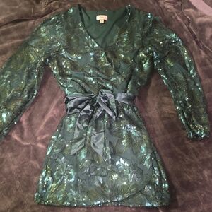 Premier Amour Dark Green Sequin Dress